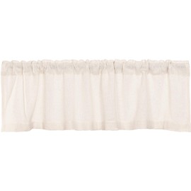 VHC Brands Burlap Chocolate Solid Color Cotton Farmhouse Kitchen Curtains Rod Pocket 16x60 Valance, Antique White