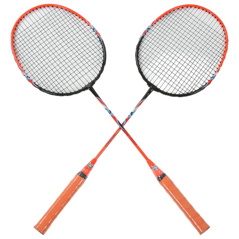 2 Player Badminton Racket Set Ferroalloy Integrated for Beginner Amateur