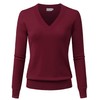JSCEND Women's V-Neck Long Sleeve Solid Basic Soft Stretch Pullover