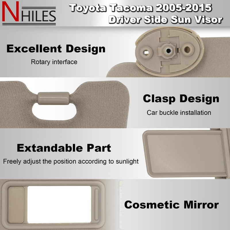 NHILES Left Driver & Right Passenger Side Sun Visors Compatible
