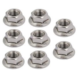 chenwen 8 pcs 304 Stainless Steel Hexagonal Flange Nuts 10mm flange nut with 1.25 metric pitch Pitch Metric fine Pitch Flange Nuts (M8)