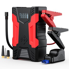 Portable Car Jump Starter with Air Compressor - 3000A Jump Box with Air Compressor and Tire Inflator and Battery Jumper for Car Battery (9.0L Gas/6.5L Diesel) with 150PSI Auto-Shutoff