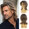 Sallcks Mens Blonde Brown Long Straight Synthetic Natural Looking Costume