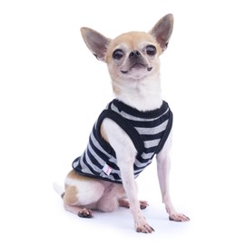 Frienperro Dog Shirt, 2-Pack Dog Clothes for Small Dogs Girl Boy, Breathable Cotton Striped Chihuahua Clothes, Sleeveless Small Pet Puppy Clothes Outfit Cat Tank Top Vest,Red & Grey S