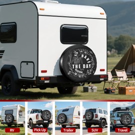 Spare Tire Cover Have The Day You Deserve Waterproof Skull RV Spare Tire Cover for Trailers SUV Travel Truck Camper Wheel Cover 15 Inch