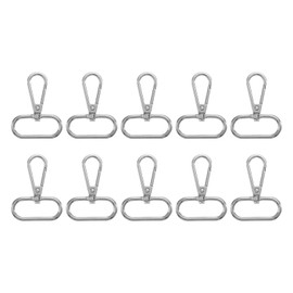 sourcing map 10Pcs Swivel Clasps, 1.25 Inch Oval Ring Lobster Clasp Claw Metal Push Gate Snap Hook for Purse Making Keychain Belt Strap, Silver