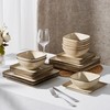 E-far Square Dinnerware Sets for 8, 24-Piece Stoneware Plates and