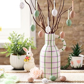 Valery Madelyn 18 Easter Eggs for Hanging Easter Decoration, 4 cm Natural Artificial Mini Easter Eggs for Easter Decoration, Green Brown Ornament for Easter Baskets, Spring Decoration, Easter Gifts