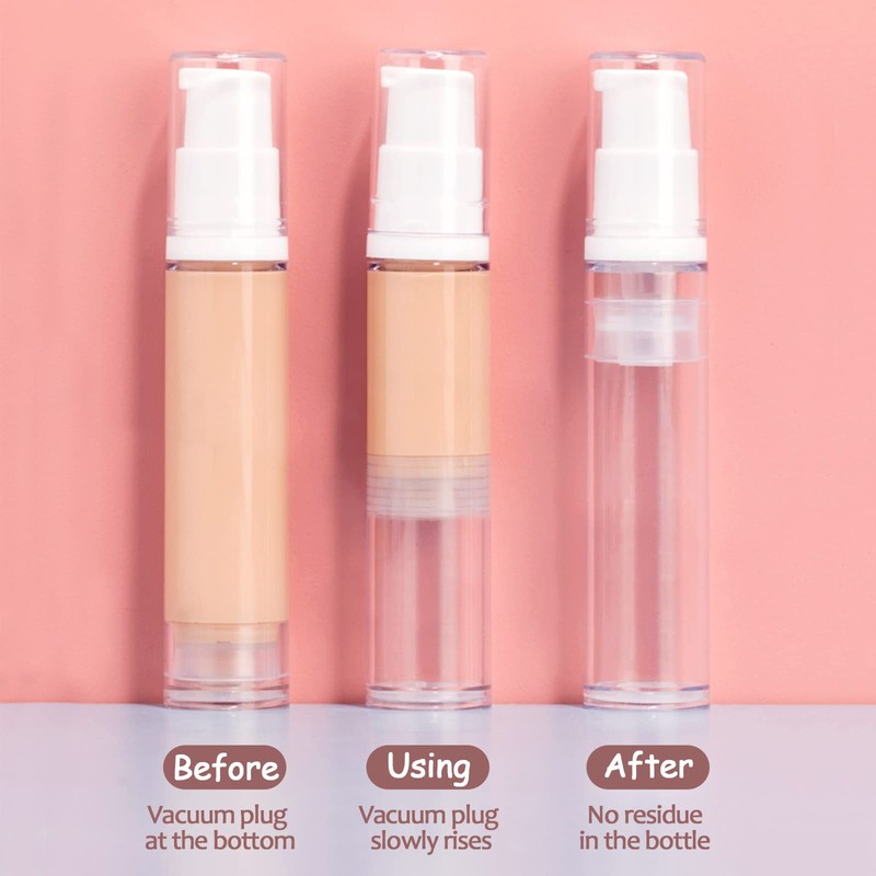 BlingKingdom 3pcs Empty Airless Pump Bottle Refillable Clear Travel Lotion