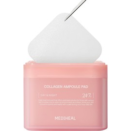 MEDIHEAL Collagen Ampoule Pad - Square Cotton Facial Toner Pads with Collagen & Ceramide for Skin Firming, Wrinkle Reduction, and Restoring Elasticity - Vegan Eco Silk Pads (100 Count)