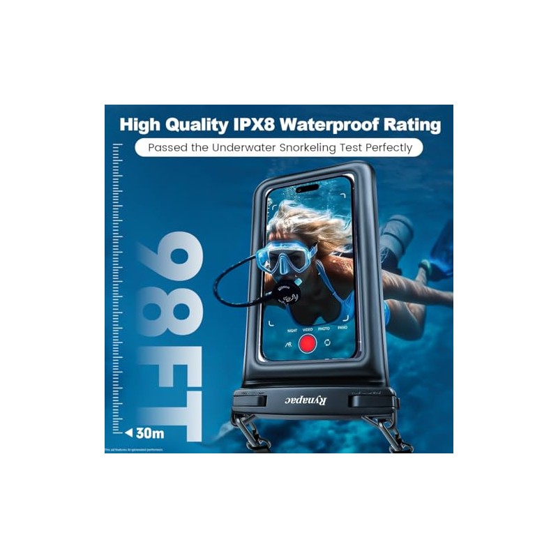 Rynapac Floating Waterproof Phone Pouch - 2 Pack for Beach