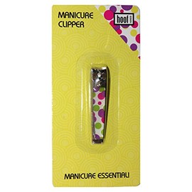 Hoof Hands (1) Manicure Clipper Nail Care Essentials - Metal with Green, Purple & Pink Dots on White Design