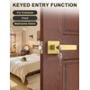 Tinewa 2 Pack Brushed Gold Entry Door Levers with Lock