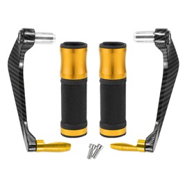 Partuto 7/8" 22mm 15/16" 24mm Motorcycle Hand Grips Cover Kit Aluminum Alloy Rubber Handlebar Hand Grips Gold Tone