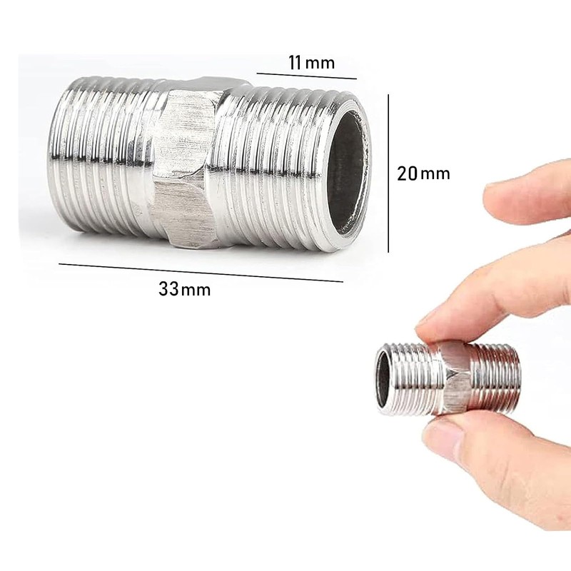 BNFGD 2Pcs Shower Hose Connector Shower Connector,Stainless Steel Hex Connector,Standard