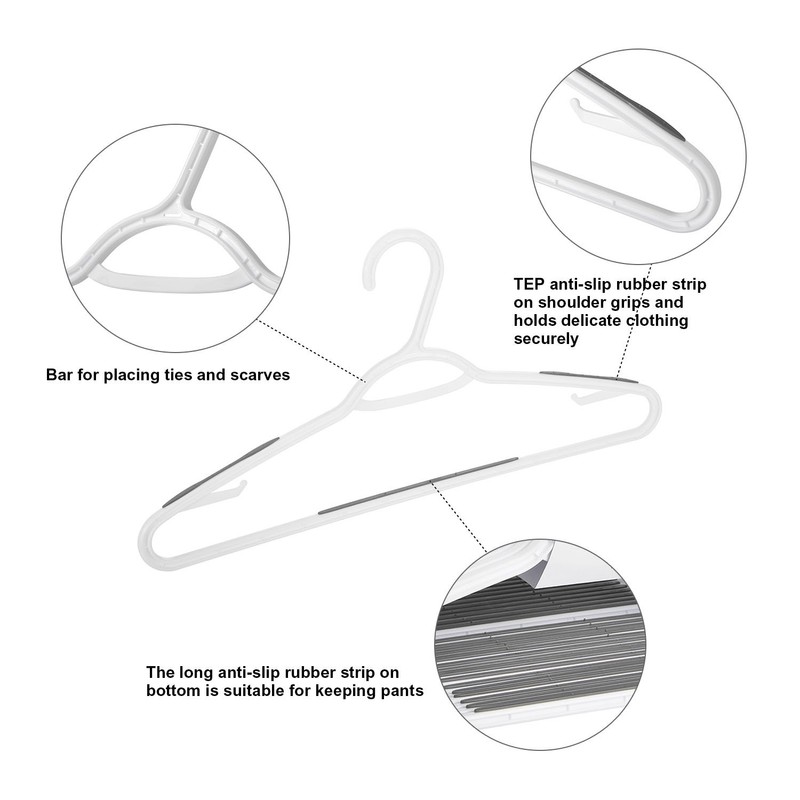 Ollieroo 30 Pack Bendable Plastic Hangers Light-Weight Non-Slip Clothes/Suit Hangers(Grey)