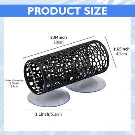 Bett-a Tunnel Bett-a Cave with Suction Cups Small Hole Hollow Cave Safer for Small Fish & Shrimp, Aquarium Decor & Hideout Tube(Color:Black)