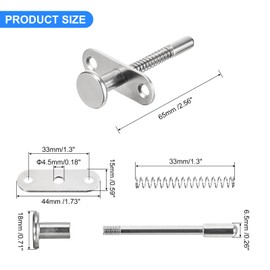 sourcing map Plunger Latches, 6.5x65mm/0.26x2.56inch Steel Spring-Loaded Bolt Plunger Latch for Furniture Bed Door, 4Pcs
