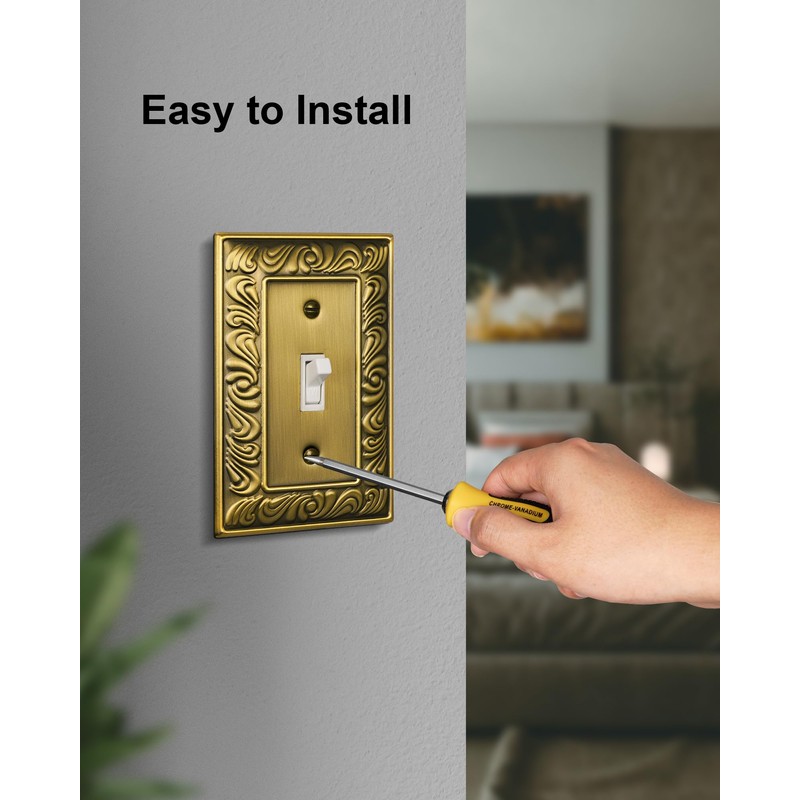 TREEWELL 4-Pack Single Toggle Light Switch Cover Plate, Paisley Pattern
