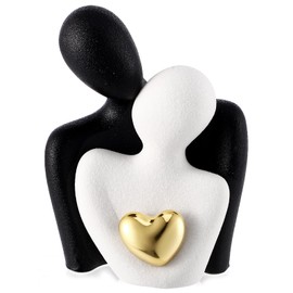 saerryor Romantic Couple Statue,Abstract Sculpture Small Shelf Ornaments for Living Room,White Ornaments Couple Figurine Sculptures Gifts for Wedding Anniversary