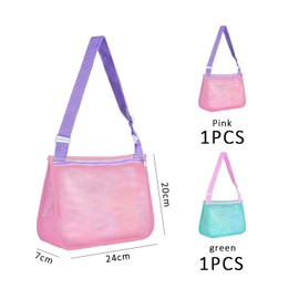 2 Pieces Beach Toy Storage Bag, Kids Beach Accessories, Kids Beach Bag, Kids Mesh Bag, Beach Shelter Collector Bag, Foldable Beach Bag, pink