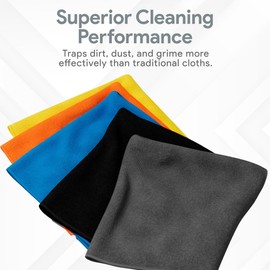 REXO Microfibre Cleaning Cloth - Pack of 10, Premium Reusable, Multi-Surface, Lint Free Cleaning Cloths - Stitched Edges, Ultra Absorbent, Soft, Durable for Kitchen, Car & More (Multicolour, 30x30 cm)