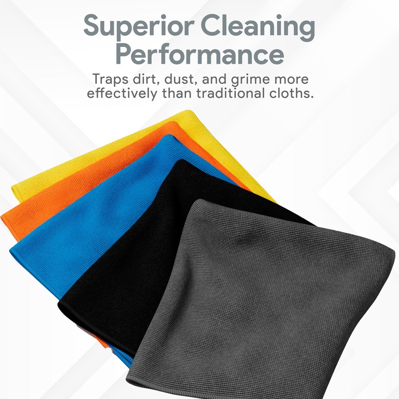 REXO Microfibre Cleaning Cloth - Pack of 10, Premium Reusable,