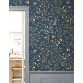 Erin and Ben Co. PSW1454RL Navy Lemon Grove Premium Peel and Stick Wallpaper,Blue