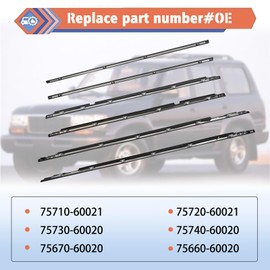 6 Pcs Car Outer Door Window Weatherstrip Moulding Trim Compatible with Toyota Lexus Vehicle 1991-1997 Land Cruiser LX450, Replace#7571060021 7572060021 7573060020 7574060020 7566060020 7567060020