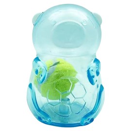 Speedy Panther Indestructible Dog Chew Toys, Dog Squeaky Toys, Puppy Teething Toys for Small Medium Dogs, Blue Transparent Bear Shape, Tennis Ball Included