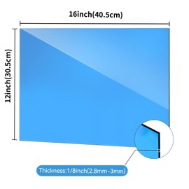 Blue Acrylic Sheet 12" x 16", 2 Pack FFGODO Glossy Translucent Colored Cast Plexiglass Sheets 1/8 Inch Thick for DIY Display Projects, Handcraft, Painting, Signage, Easy to Laser Cutting & Engraving