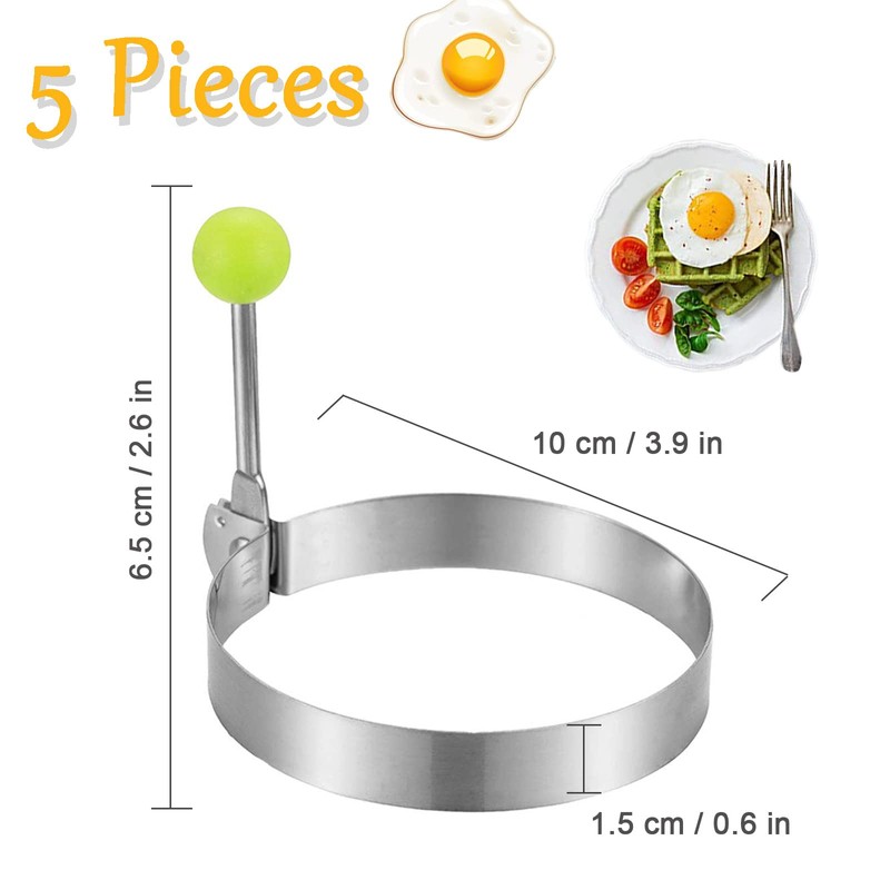 Egg Ring Non Stick 5 pieces, Stainless Steel The Diameter
