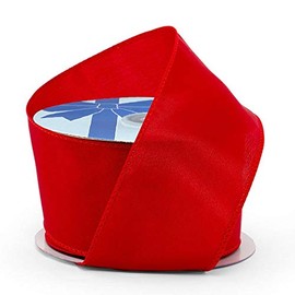 Red Wired Satin Ribbon 4" X 5yd