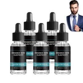 Rundertalg Hydraterend Gezichtsserum,Nachtrundtalg Serum voor Mannen,Gezichtsessence Gezichtsrimpels met Essentiële Oliën en Hydratatie van de Huid,Vermindert Fijne Lijntjes en Rimpels (5 PCS)