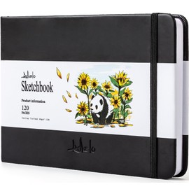 ALKALO Square Sketchbook for Drawing, 120 Pages Sketch Book, 122LB/180GSM Thick Paper Sketchbook, Mixed Media Sketchbook for Charcoal Pencil, Inks Pen, Colored Pencil, Acrylic Marker, Oil Pastel