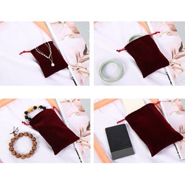 FAVORTALK 10 Pcs Velvet Drawstring Bags Rectangle Gift Pouches Jewelry Storage Bags Candy Bags Jewelry Pouches for Party Wedding Christmas Favors, 90x120 mm/ 3.5 x 4.7 in, Wine