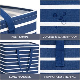 Goodpick Laundry Basket Tall Baby Foldable Laundry Hamper Kids Cute Laundry Basket Large Storage Baskets for Organizing Toys Clothes Sheets Basket Organizer Bathroom, 75L Set of 2, Navy Blue