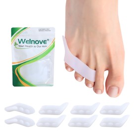 Welnove Gel Pinky Toe Separators - 8 Pack Pinky Toe Spacers, Bunion Cushions Pads for Women＆Men, Silicone Little Toe Protectors for Preventing Rubbing & Relieve Pressure(White)