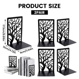 Book Ends for Shelves, Metal Bookends, Heavy Duty Book Stopper, Black L-Shaped Bookend, Ideal for Home Office School Library (2 Pair)