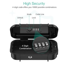 ORIA Travel Safe Lock Box, Portable Lock Box with 4 Digital Combination, Waterproof, for Travel, Hotel, Home Storage