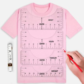 WALFESHOO 5pcs T-Shirt Ruler Guide kit,T-Shirt Alignment Guide Tool Tee T-Shirt Measurement Guide Centering Tools for Vinyl Placement, Adult Youth Toddler Infant Measuring Rule Guiding Design