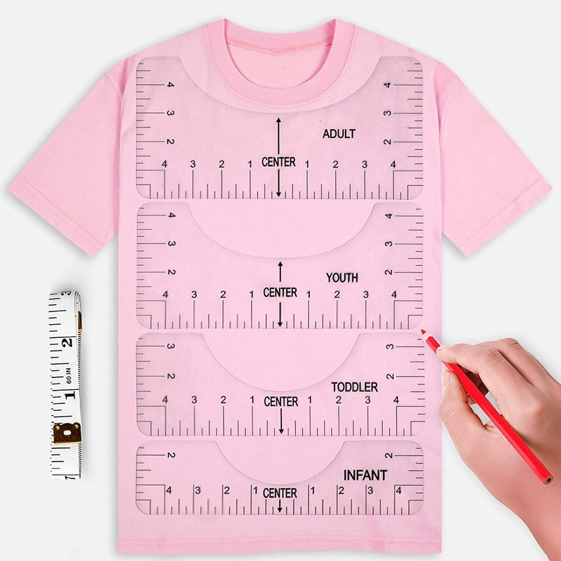WALFESHOO 5pcs T-Shirt Ruler Guide kit,T-Shirt Alignment Guide Tool Tee