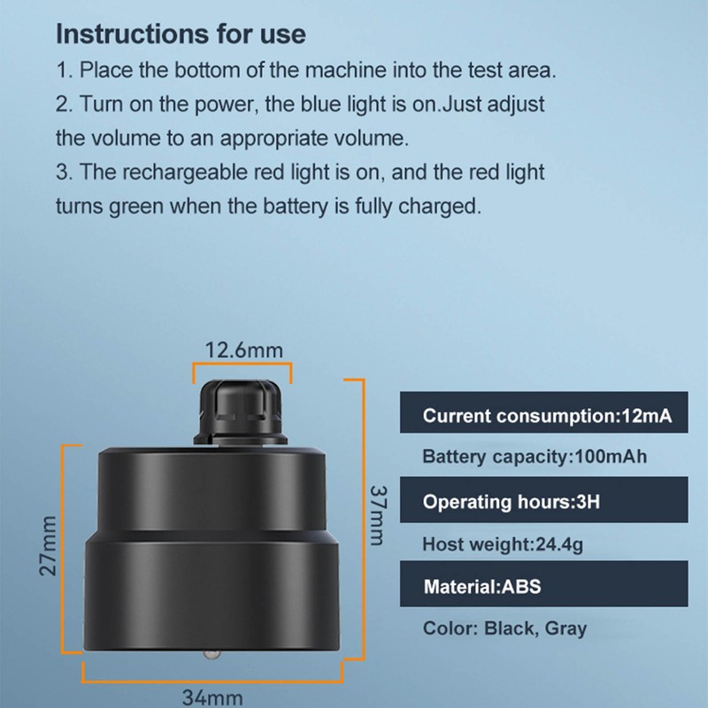 Water Pipe Leak Detector Portable Compact Rechargeable Wall Water Leakage