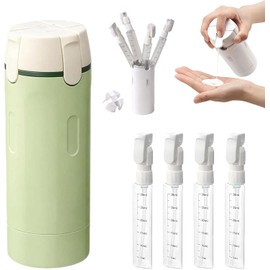 Dosificador 4 en 1,Dispensador de Viaje a Prueba de Fugas,Reutilizable,Dispensador 4 en 1 con Etiquetas de Escala,Dosificación Precisa,para Viajes, Acampadas y Gimnasios (Verde)