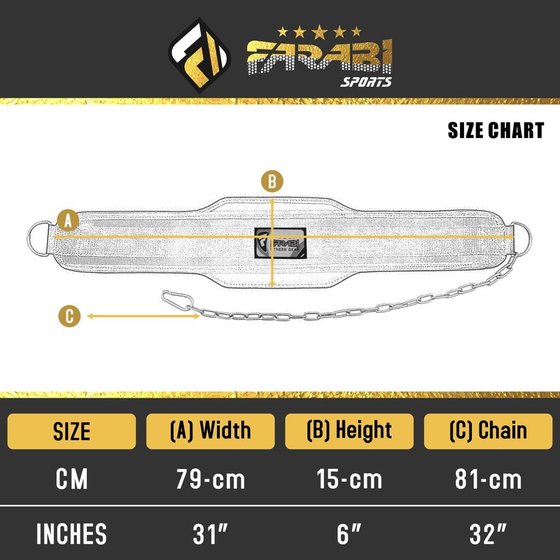 Farabi Dip Belt Weight Lifting Dipping Belt Pull Ups, Squat,