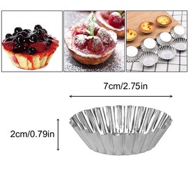 Egg Tart Molde,Moldes para tarta de huevo , Mini Sartenes de Tarta de Aleación de Aluminio,20 Piezas de Tarta de Huevo, Molde para Hornear,utensilios de cocina
