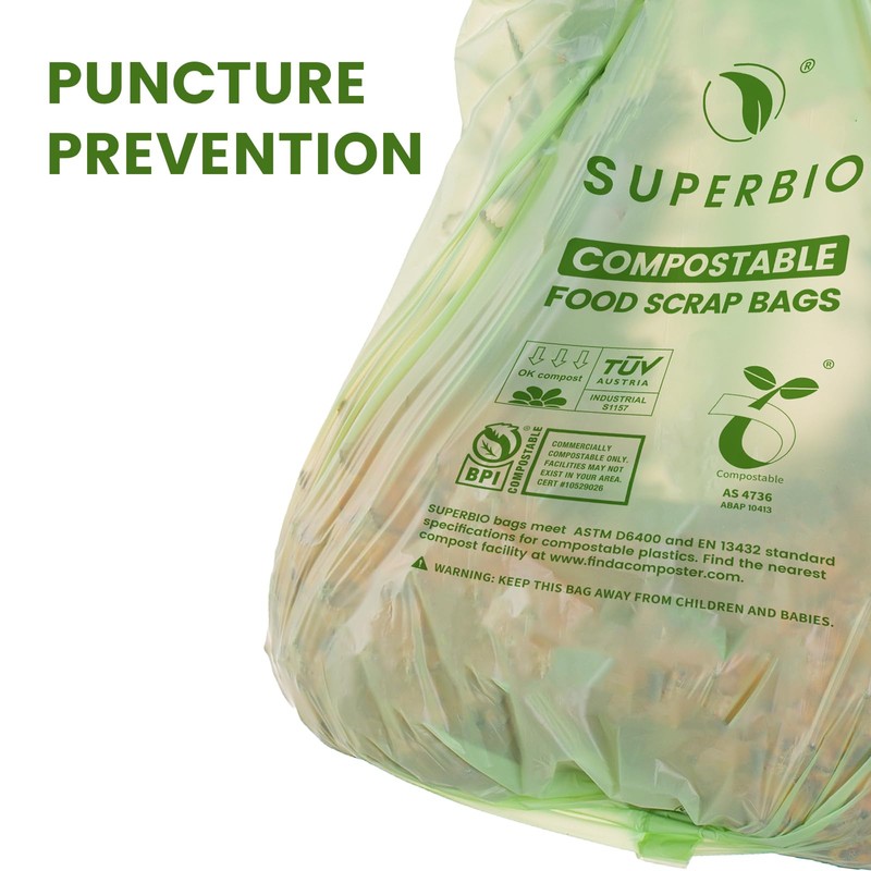 SUPERBIO 2.6 Gallon Compostable Bags with Handles, 100 Count,1 Pack,
