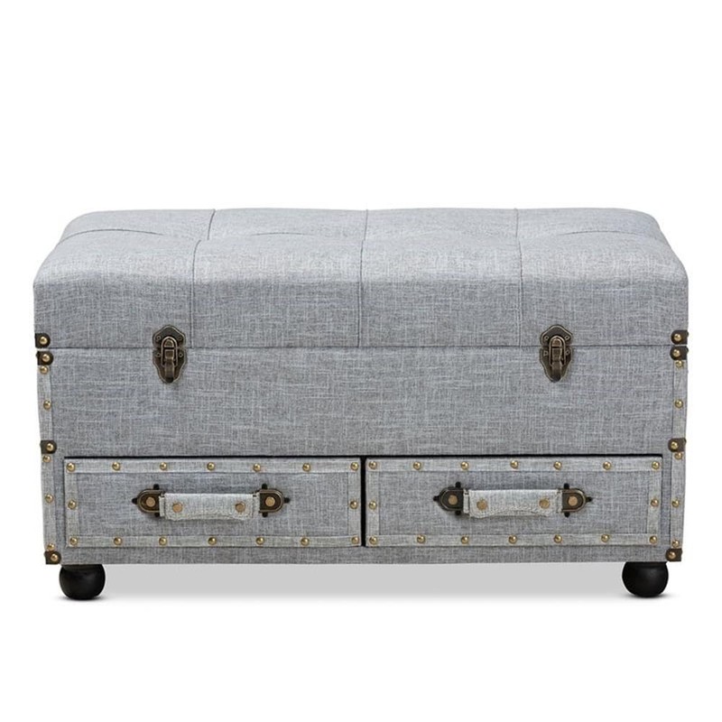 Baxton Studio Flynn Modern Transitional Grey Fabric Upholstered 2-Drawer Storage