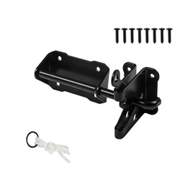 Heavy Duty Self Locking Gate Latch for Pool, Kennels, Wooden Fence, Vinyl & Metal Gates - Automatic Gate Latch - Gravity Security Latch with Nylon Rope Pull - 7.5"