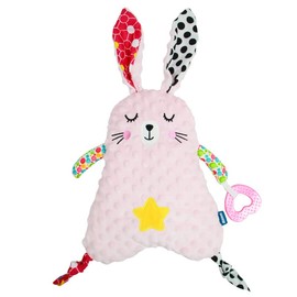 Qchomee Baby Sensory Teething Toys Newborn Soother Towel Baby Comforters Blanket with Adorable Animal Teether Soft Snuggle Sleeping Security Blanket Saliva Bib for Unisex Baby Gifts